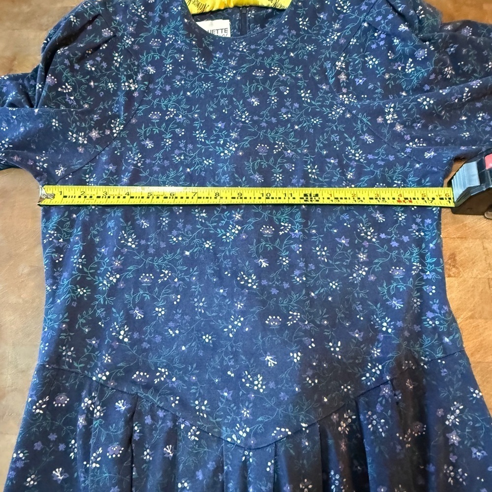 Vintage Paquette Too Chic Long Sleeve Floral Dress in Navy Women’s Sz 14 - Picture 8 of 14
